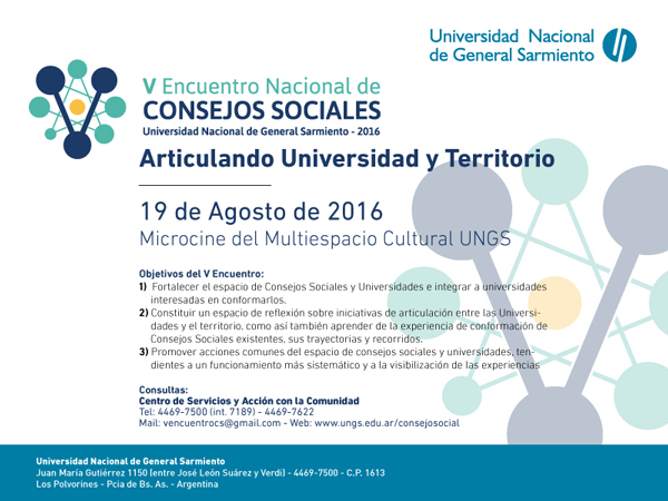 V Encuentro de Consejos Sociales en la Universidad Nacional de General Sarmiento